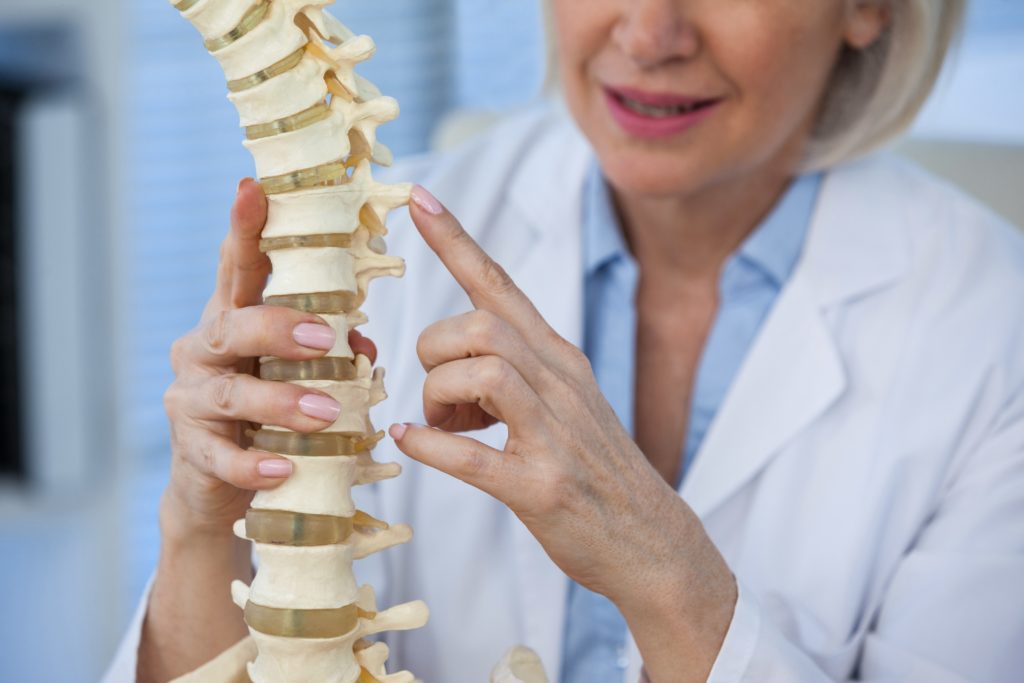 Female Doctor Holding Spine Model Blue Ridge Pain Management